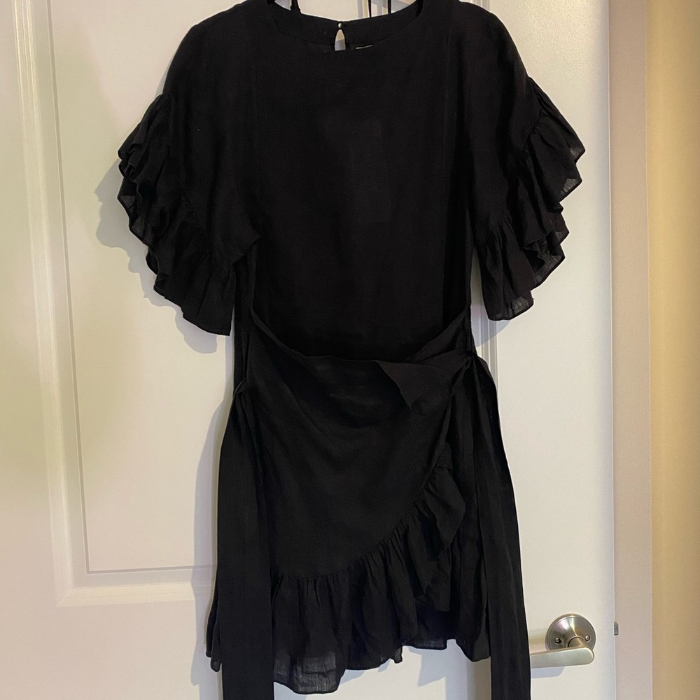 Isabel Marant Etoile black linen wrap dress size 34 / US 2
